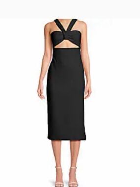 RACHEL Rachel Roy Black Cutout Cross-Strap Midi Dress